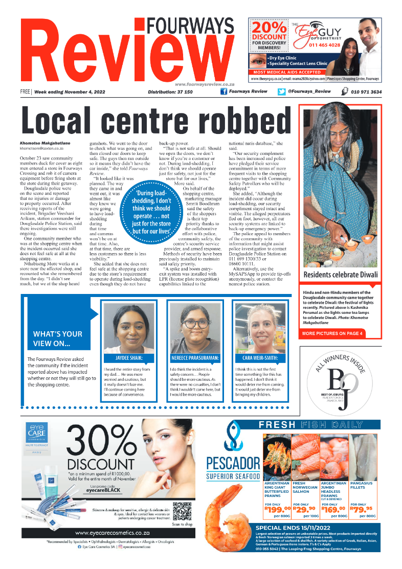 Fourways Review 04 November 2022 page 1