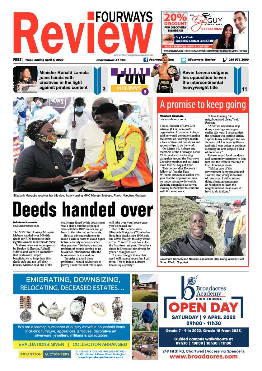 Fourways Review 08 April 2022 page 1