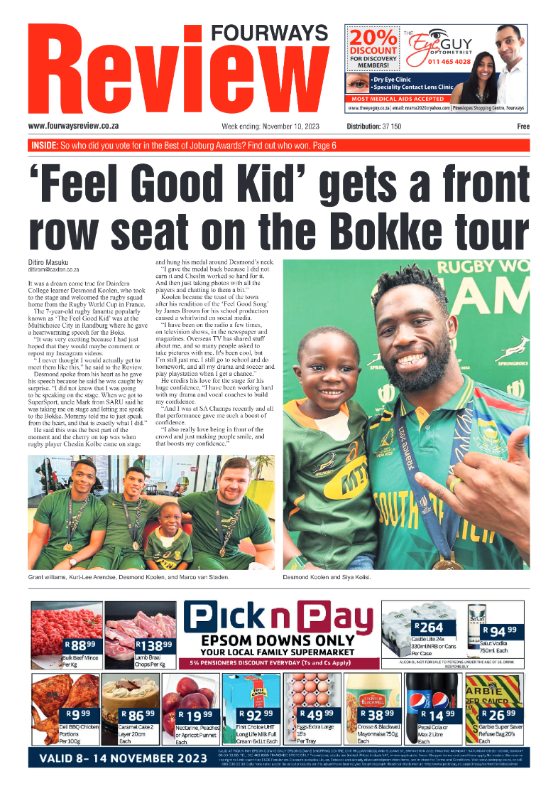 Fourways Review 10 November 2023 page 1