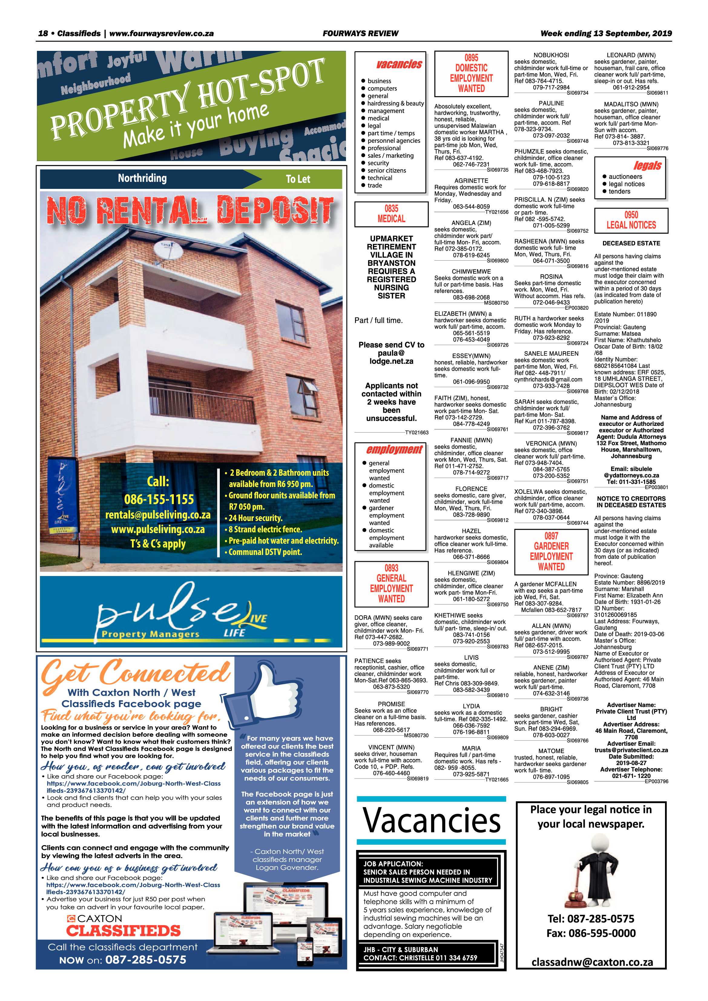 Fourways Review 13 September, 2019 page 18