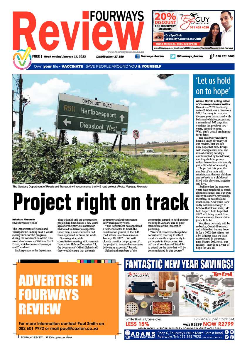 Fourways Review 14 January 2022 page 1