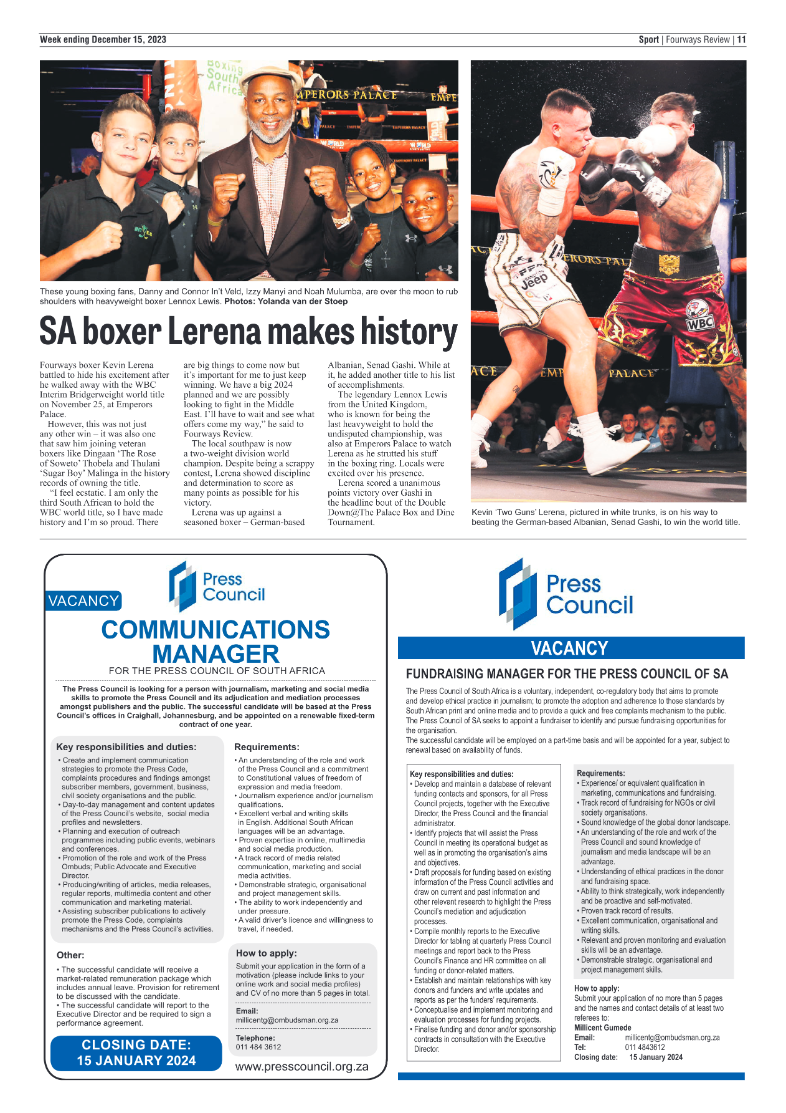 Fourways Review 15 December 2023 page 11