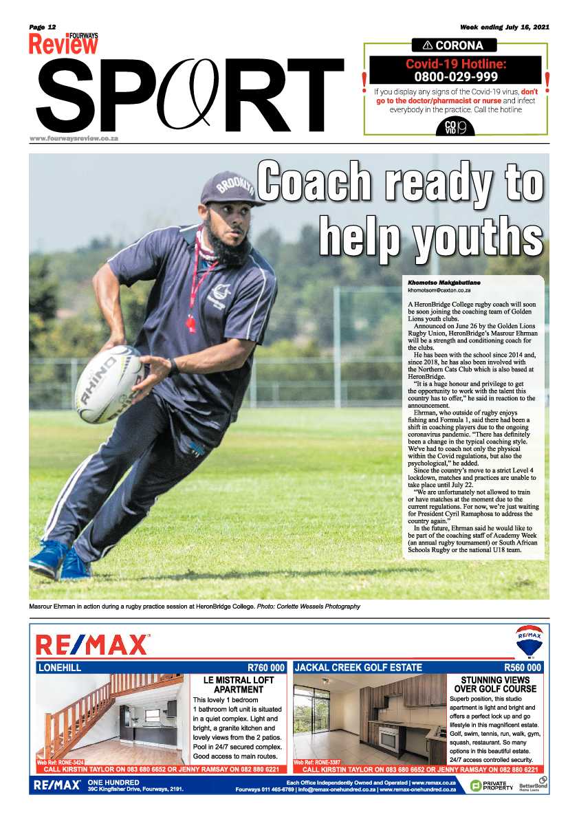 Fourways Review  16 July 2021 page 12
