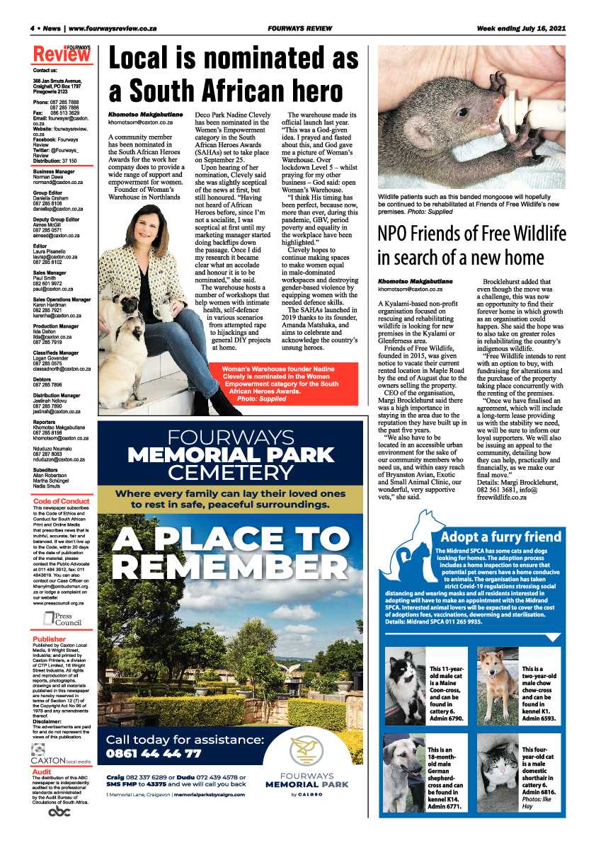 Fourways Review  16 July 2021 page 4