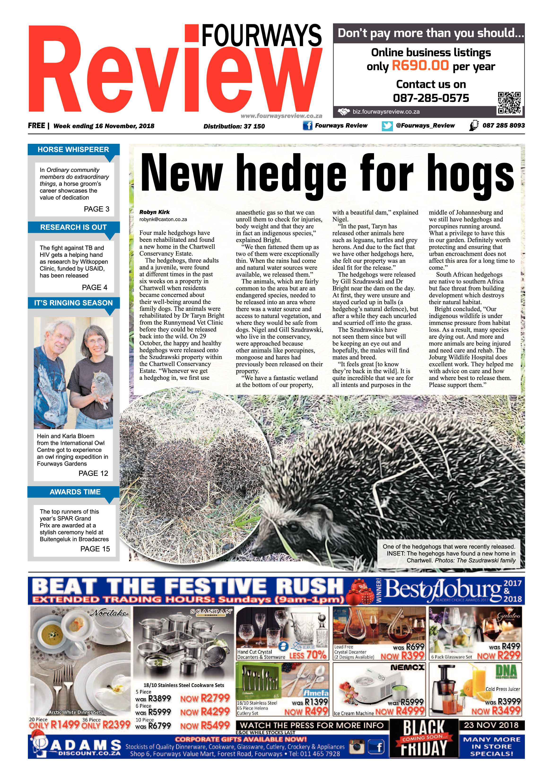 Fourways Review 16 November, 2018 page 1
