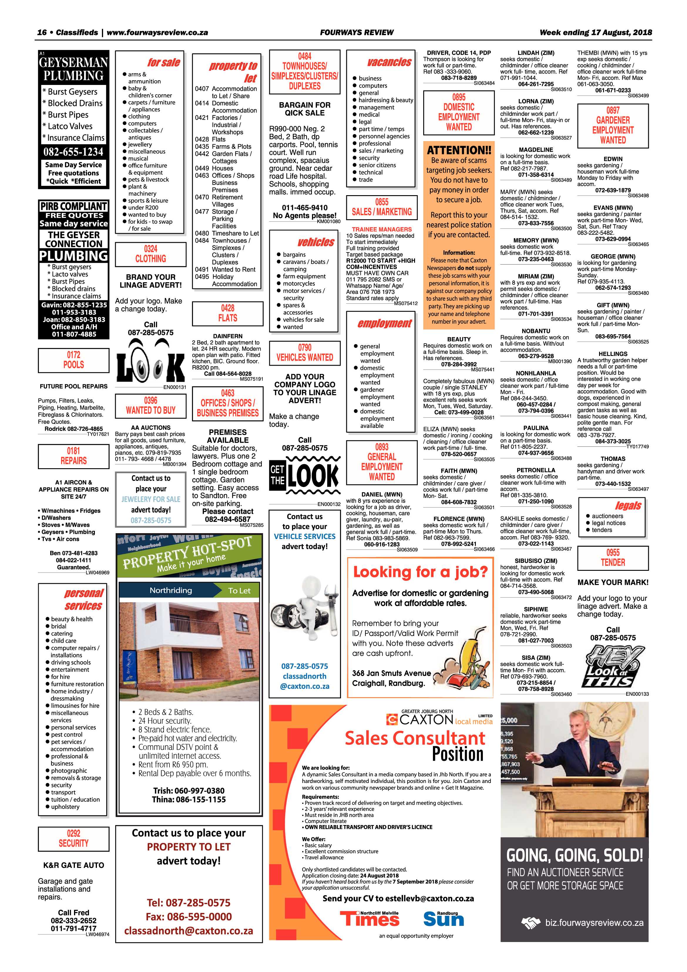 Fourways Review 17 August, 2018 page 16