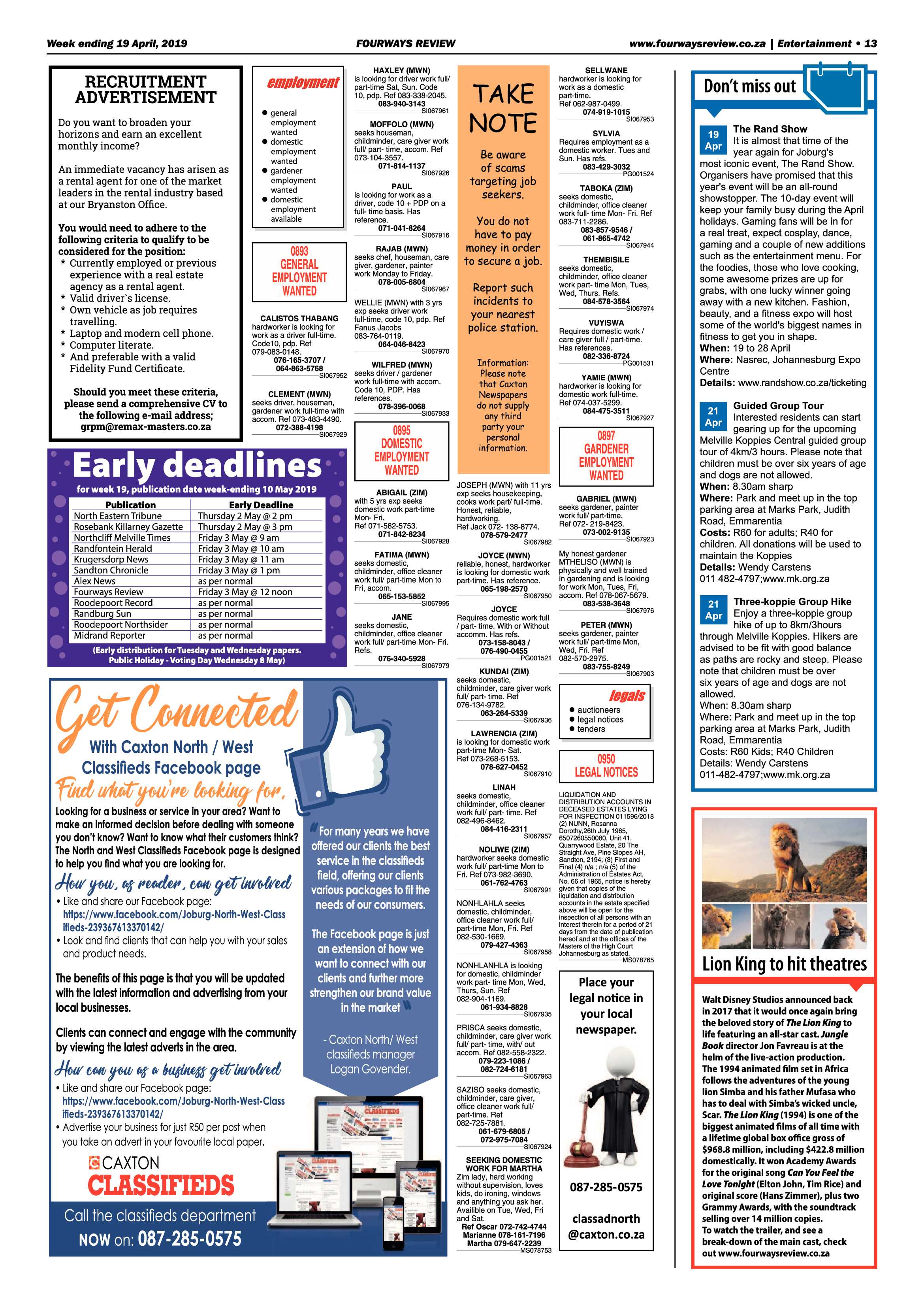 Fourways Review 19 April, 2019 page 13