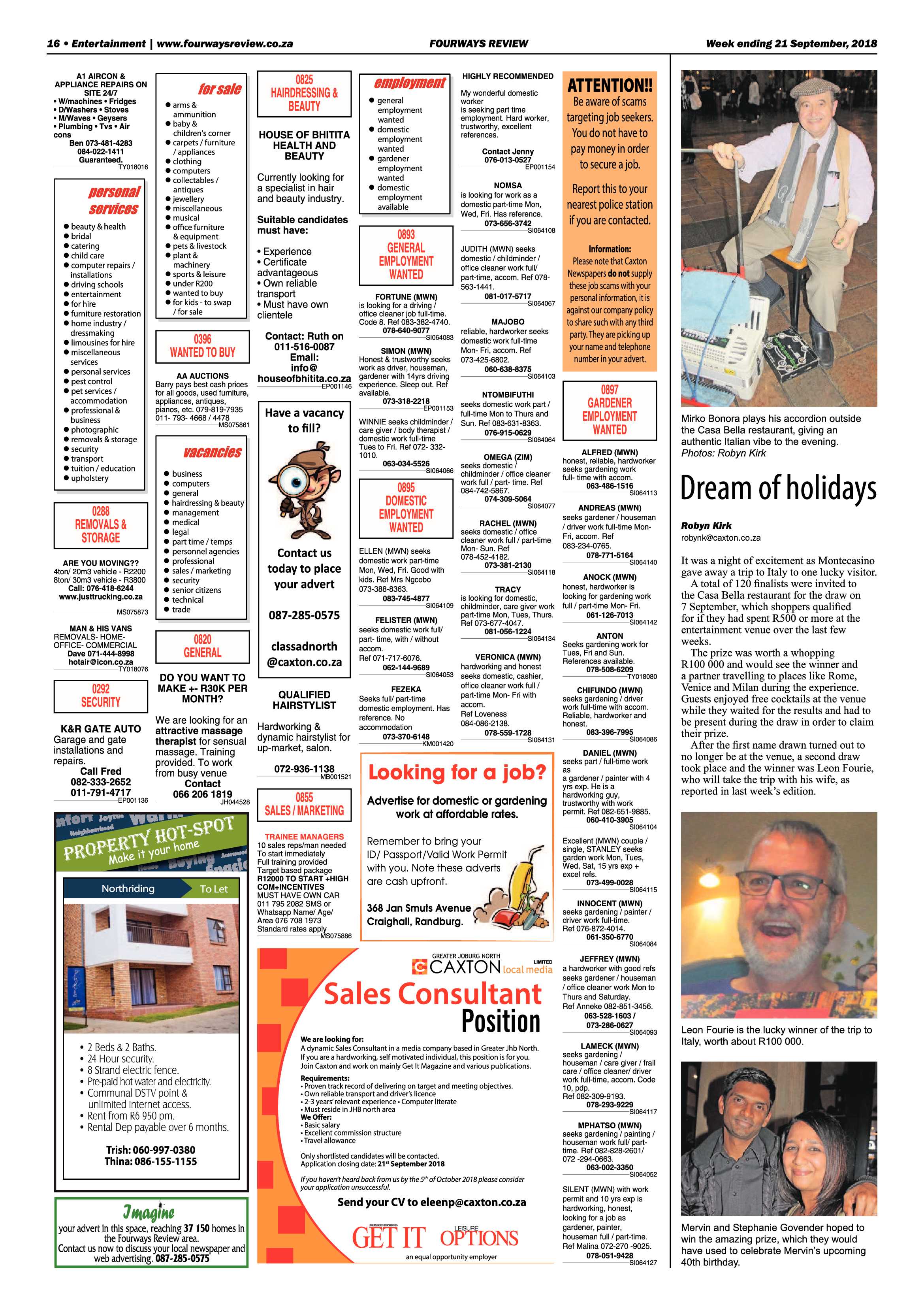Fourways Review 21 September, 2018 page 16