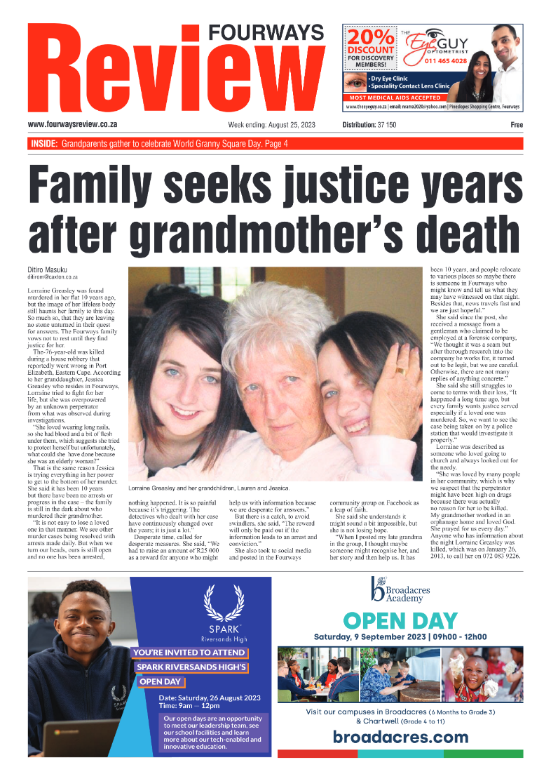 Fourways Review 25 August 2023 page 1