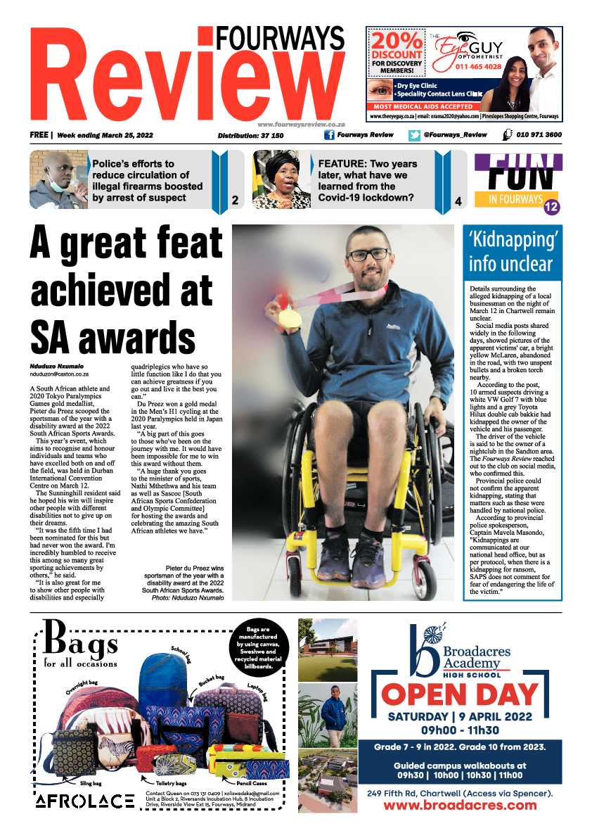 Fourways Review 25 March 2022 page 1