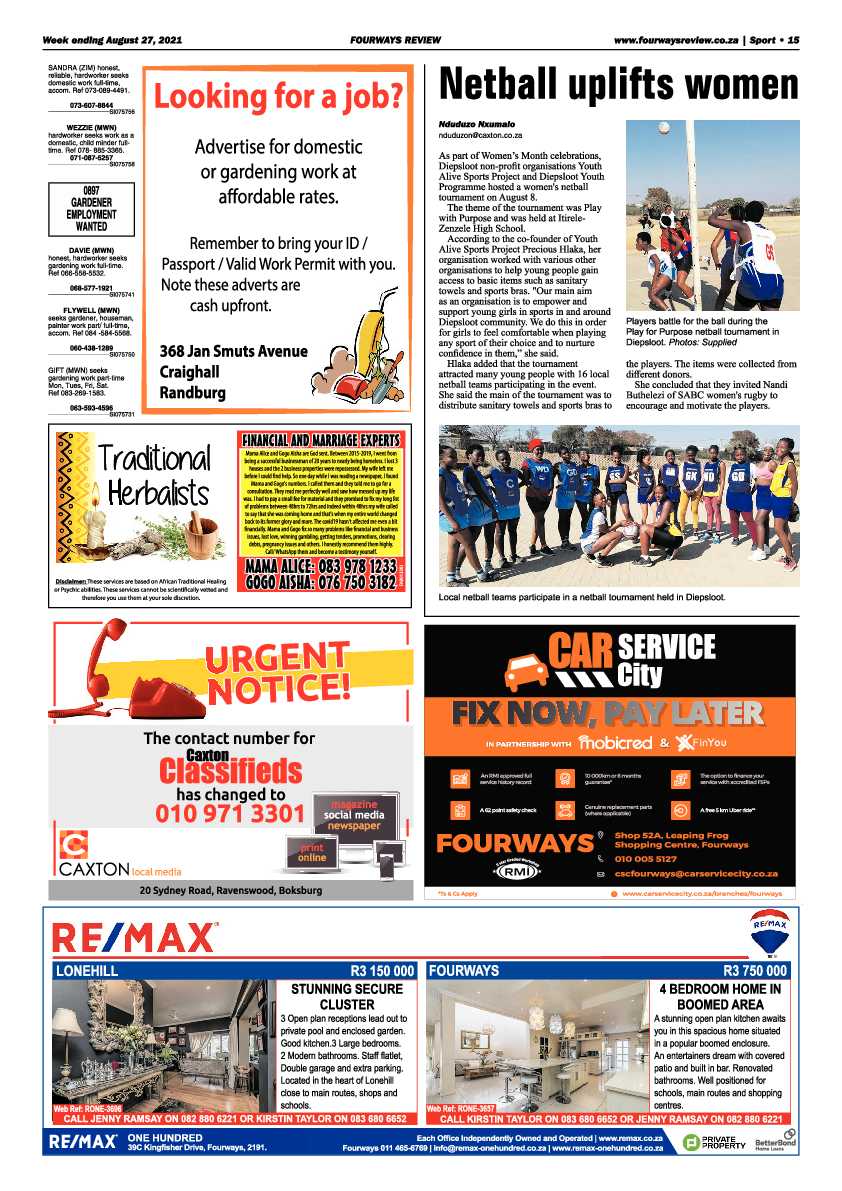 Fourways Review 27 August 2021 page 17