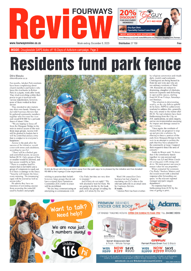 Fourways Review 8 December 2023 page 1