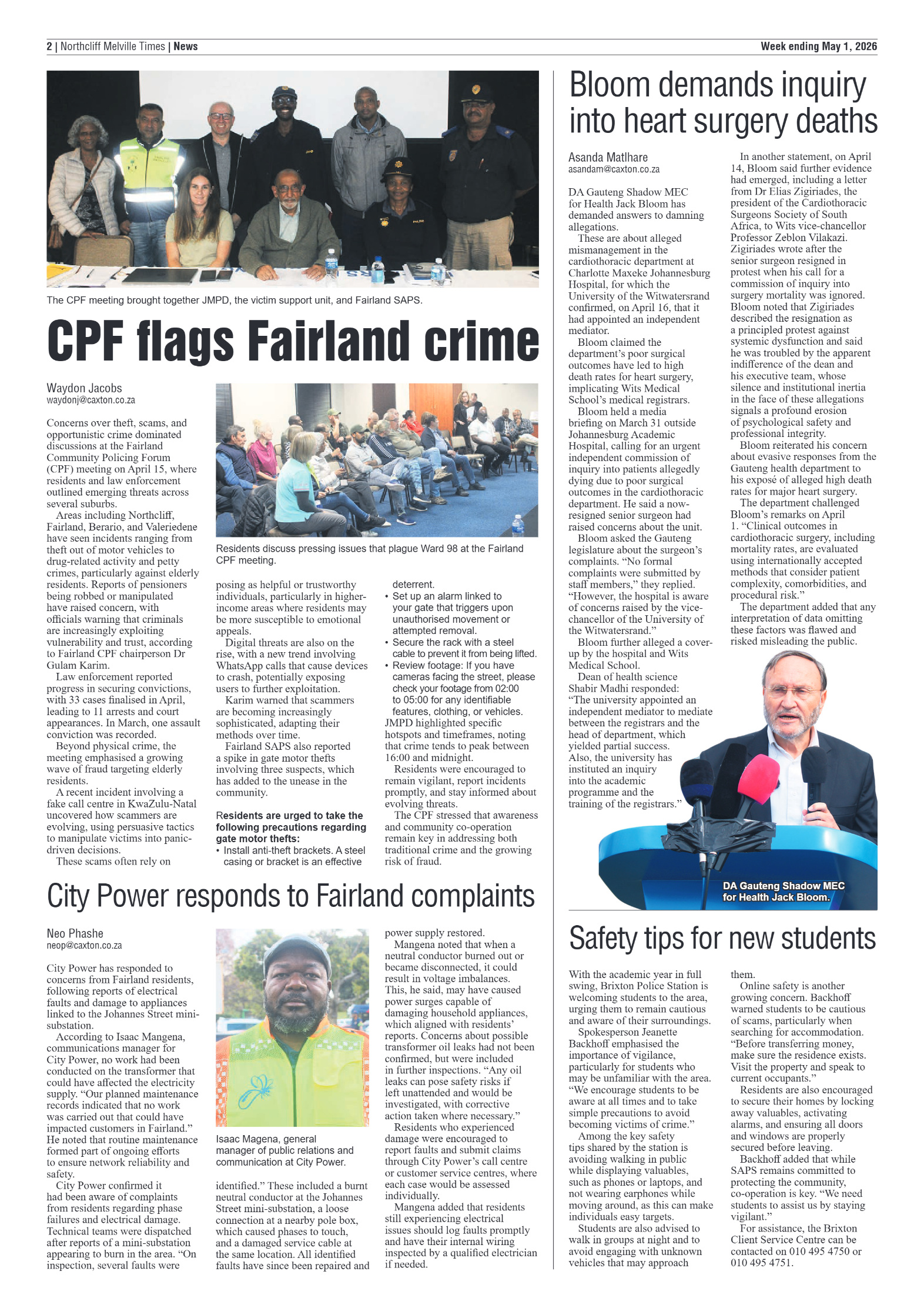Northcliff Melville Times 1 May 2026 page 2