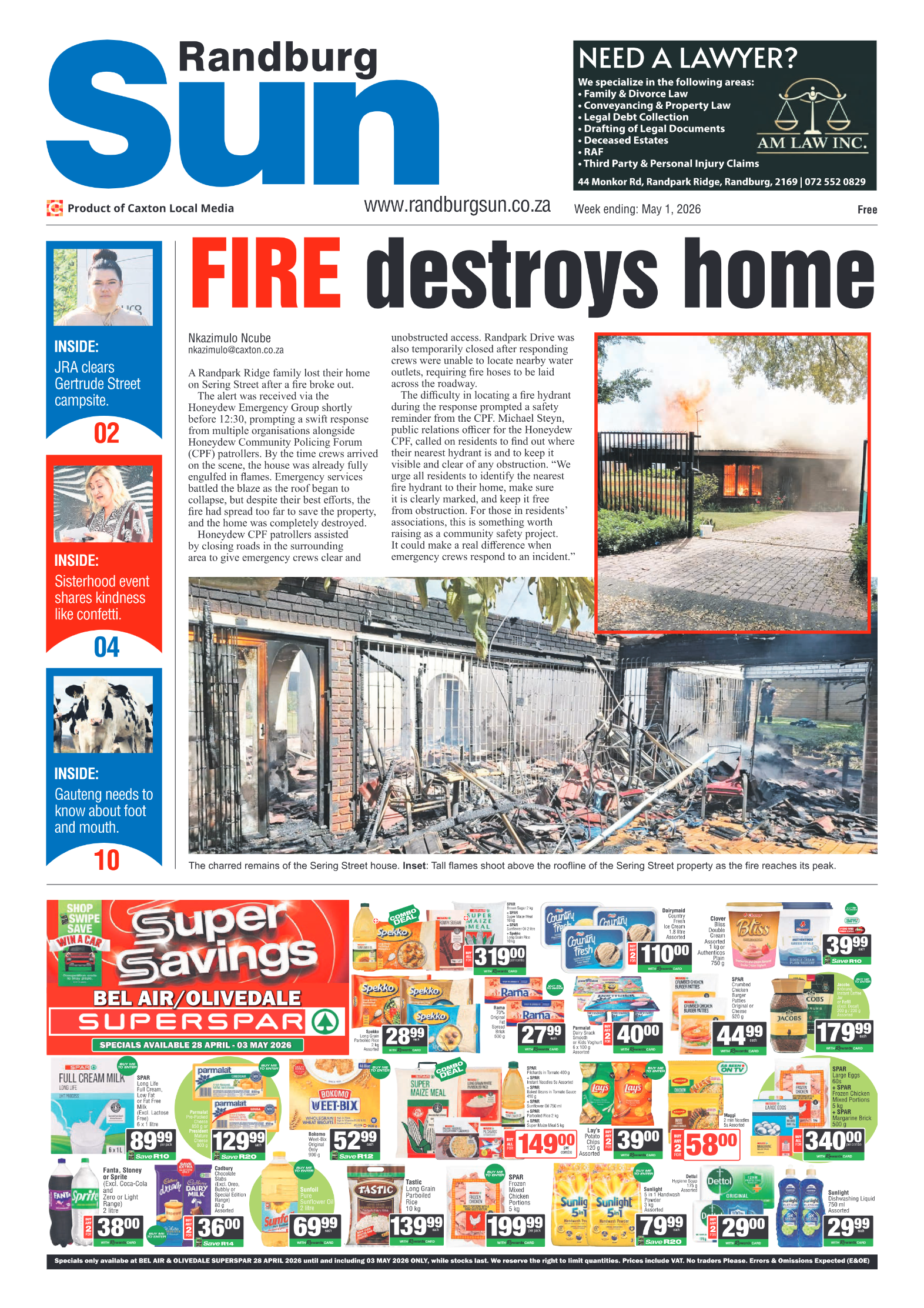 Randburg Sun 1 May 2026 page 1