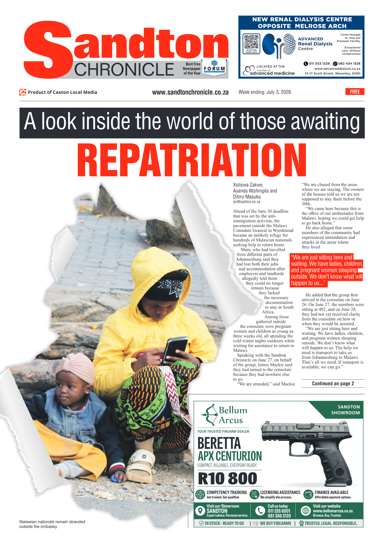 Sandton Chronicle 3 July 2026 page 1
